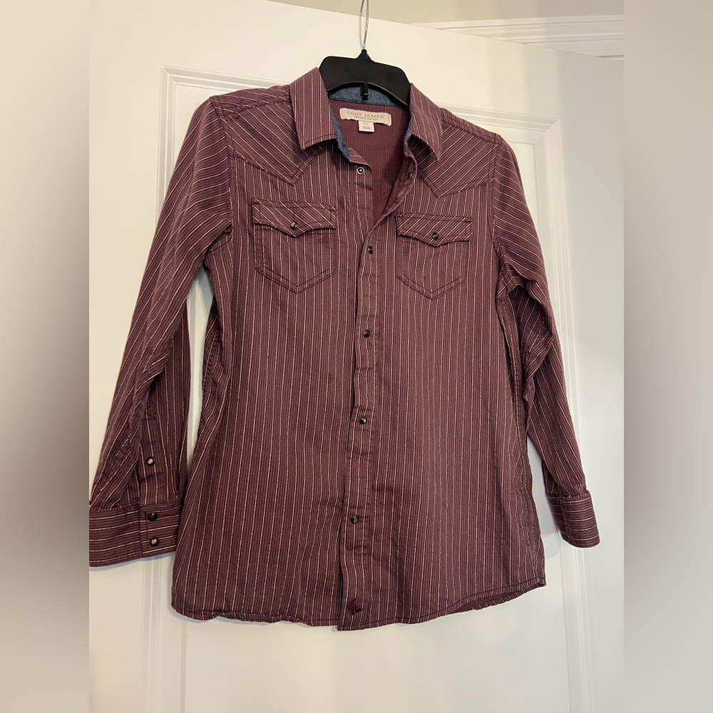 Cody James Boys EVEREST PEAK STRIPED PRINT LONG SLEEVE SNAP WESTERN SHIRT